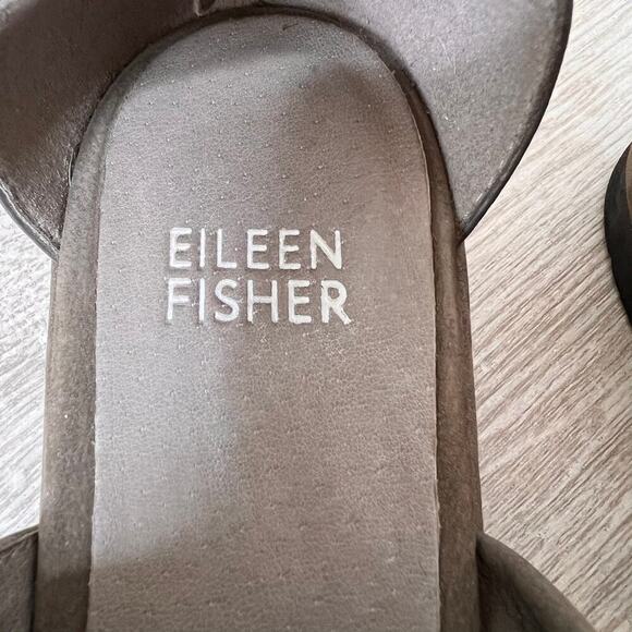 Eileen Fisher Shoes Womens Size 6 Olive Green/Gray Bovery Suede Leather Sandals - Picture 2 of 13